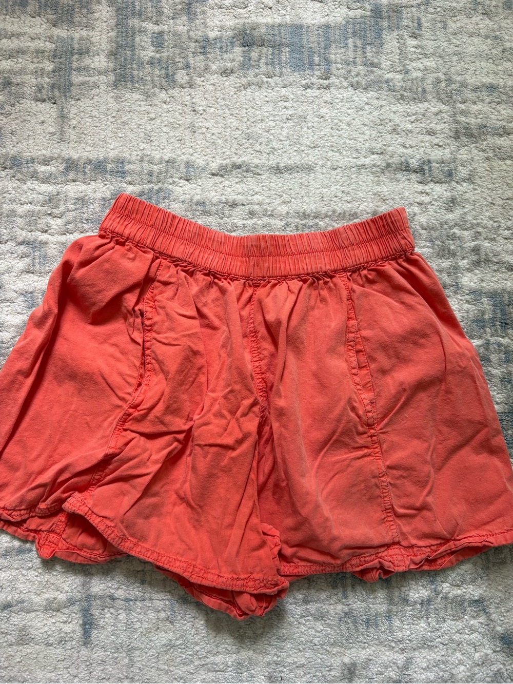 Free People Coral High-Waist Elastic Shorts
